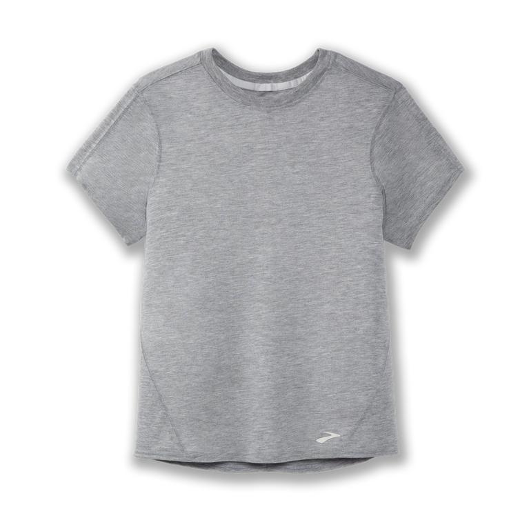 Brooks Distance Women's Short Sleeve Running Shirt - Heather Ash/Grey (16784-WEZM)